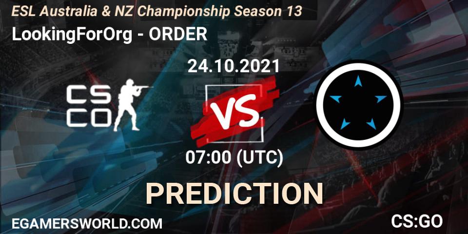 LookingForOrg - ORDER: прогноз. 24.10.2021 at 07:00, Counter-Strike (CS2), ESL Australia & NZ Championship Season 13