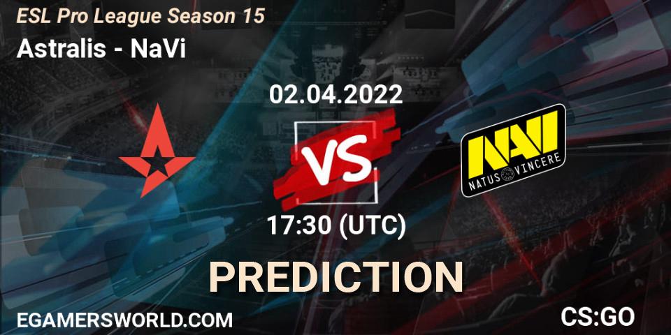 Astralis - NaVi: прогноз. 02.04.2022 at 17:55, Counter-Strike (CS2), ESL Pro League Season 15