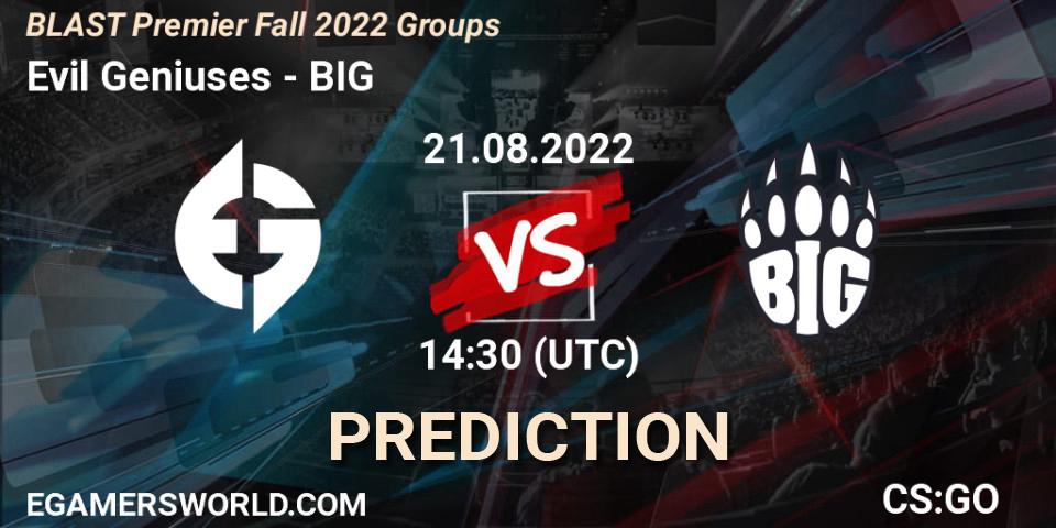 Evil Geniuses - BIG: прогноз. 21.08.2022 at 14:45, Counter-Strike (CS2), BLAST Premier Fall 2022 Groups