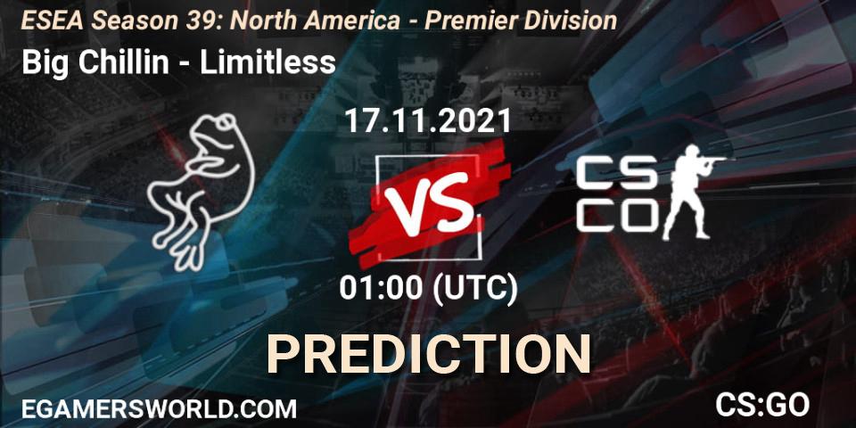 Big Chillin - Limitless: прогноз. 17.11.2021 at 01:00, Counter-Strike (CS2), ESEA Season 39: North America - Premier Division