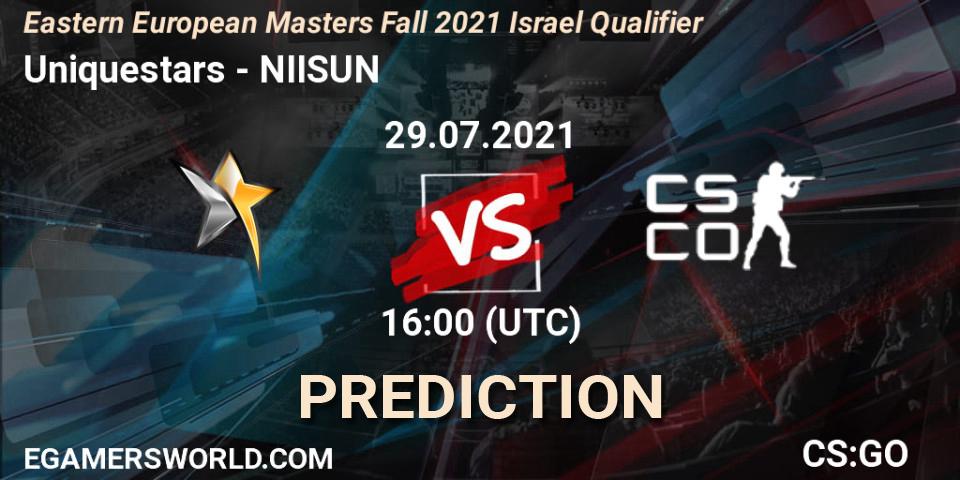 Uniquestars - NIISUN: прогноз. 29.07.2021 at 16:00, Counter-Strike (CS2), Eastern European Masters Fall 2021 Israel Qualifier