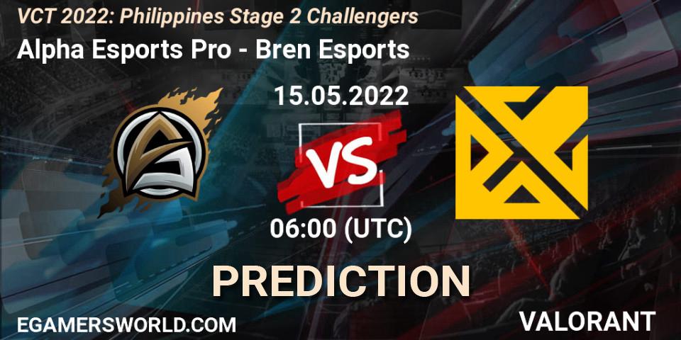 Alpha Esports Pro - Bren Esports: прогноз. 15.05.2022 at 06:40, VALORANT, VCT 2022: Philippines Stage 2 Challengers