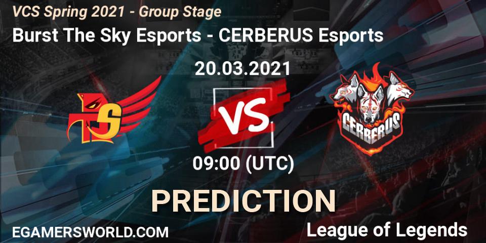 Burst The Sky Esports - CERBERUS Esports: прогноз. 20.03.2021 at 10:00, LoL, VCS Spring 2021 - Group Stage