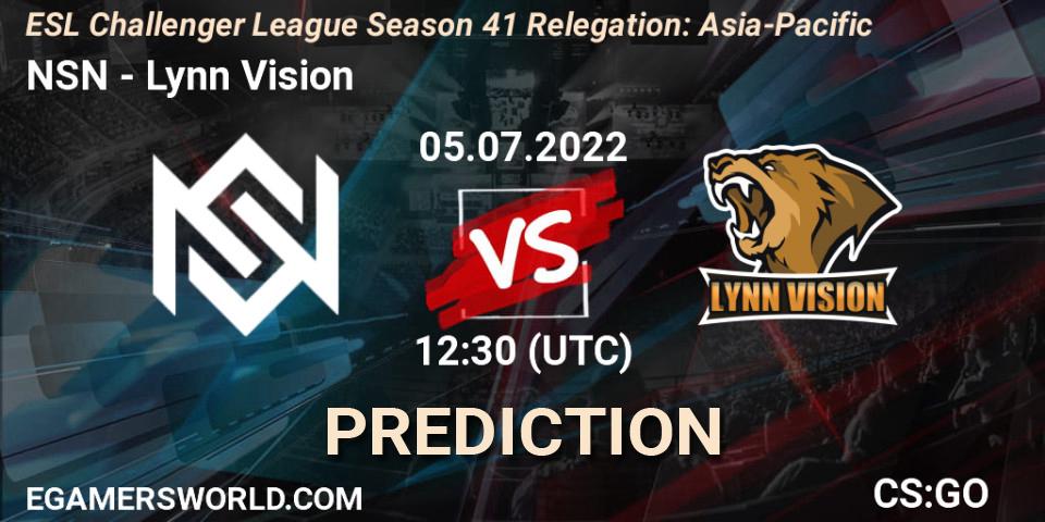 NSN - Lynn Vision: прогноз. 05.07.2022 at 12:30, Counter-Strike (CS2), ESL Challenger League Season 41 Relegation: Asia-Pacific