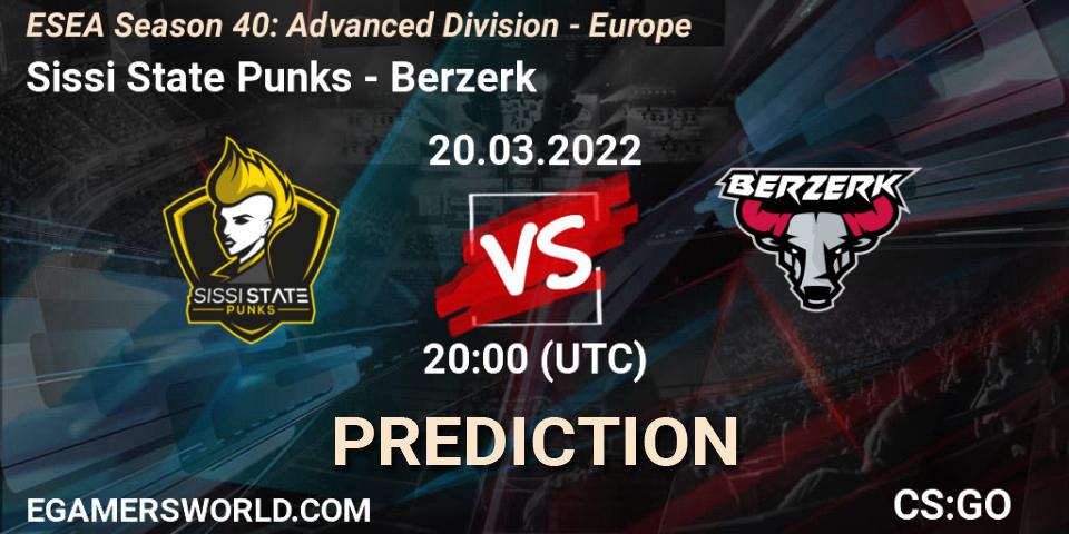 Sissi State Punks - Berzerk: прогноз. 20.03.22, CS2 (CS:GO), ESEA Season 40: Advanced Division - Europe