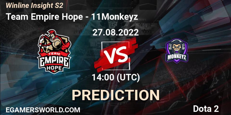 Team Empire Hope - 11Monkeyz: прогноз. 27.08.22, Dota 2, Winline Insight S2