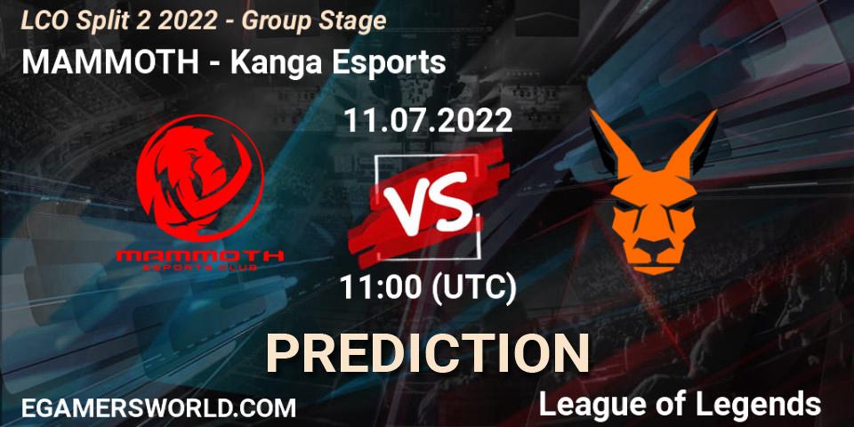 MAMMOTH - Kanga Esports: прогноз. 11.07.22, LoL, LCO Split 2 2022 - Group Stage