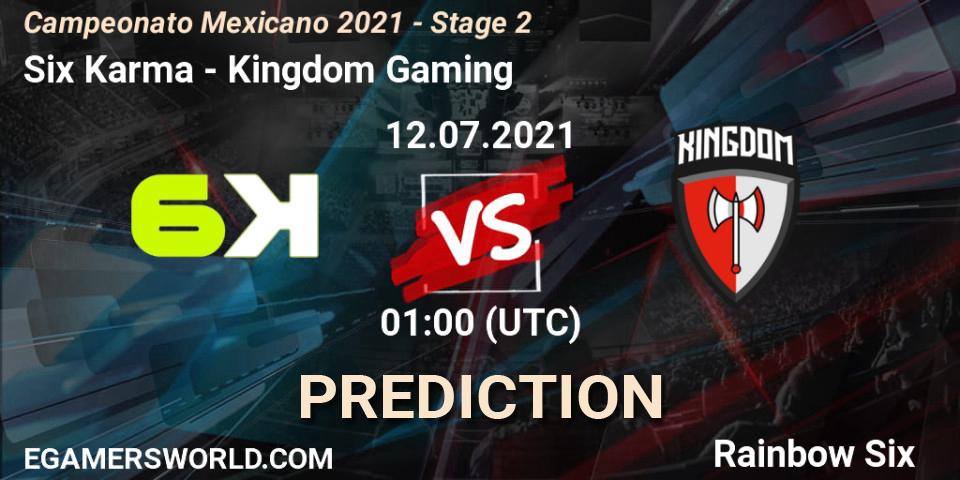 Six Karma - Kingdom Gaming: прогноз. 12.07.2021 at 01:00, Rainbow Six, Campeonato Mexicano 2021 - Stage 2