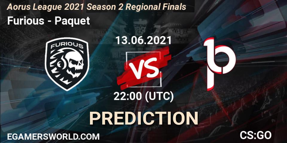 Furious - Paquetá: прогноз. 13.06.2021 at 22:10, Counter-Strike (CS2), Aorus League 2021 Season 2 Regional Finals