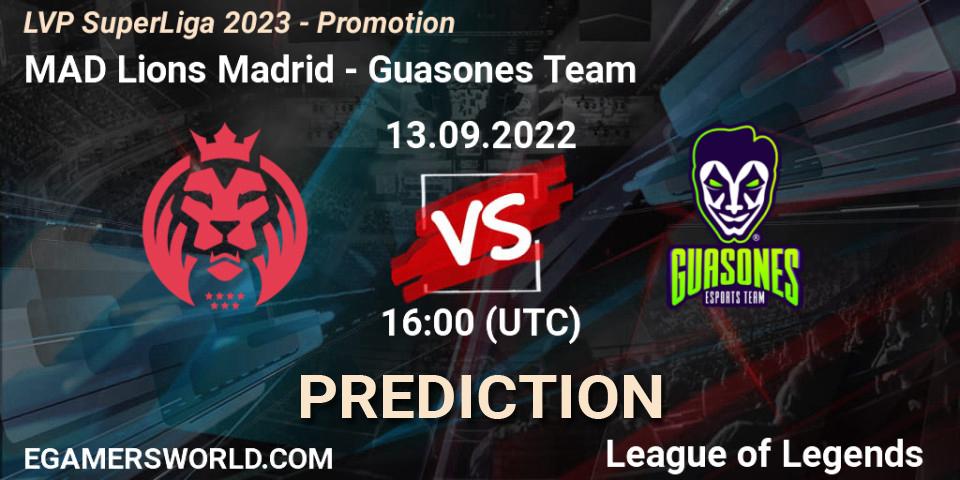 MAD Lions Madrid - Guasones Team: прогноз. 13.09.22, LoL, LVP SuperLiga 2023 - Promotion