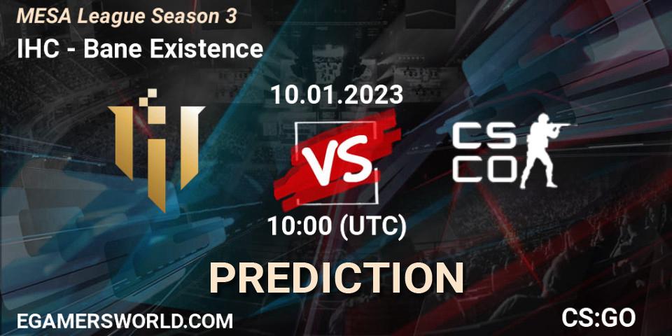 IHC - Bane Existence: прогноз. 16.01.2023 at 11:00, Counter-Strike (CS2), MESA League Season 3