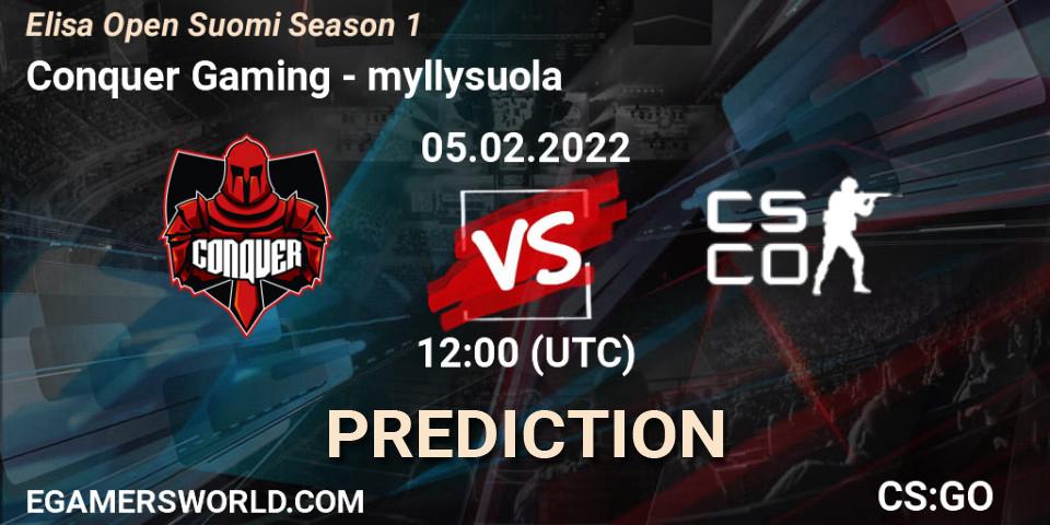 Conquer - myllysuola: прогноз. 05.02.2022 at 12:00, Counter-Strike (CS2), Elisa Open Suomi Season 1