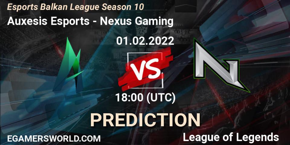 Auxesis Esports - Nexus Gaming: прогноз. 01.02.2022 at 18:00, LoL, Esports Balkan League Season 10