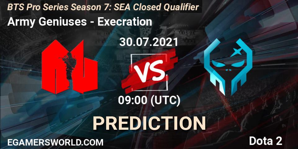 Army Geniuses - Execration: прогноз. 30.07.2021 at 08:16, Dota 2, BTS Pro Series Season 7: SEA Closed Qualifier