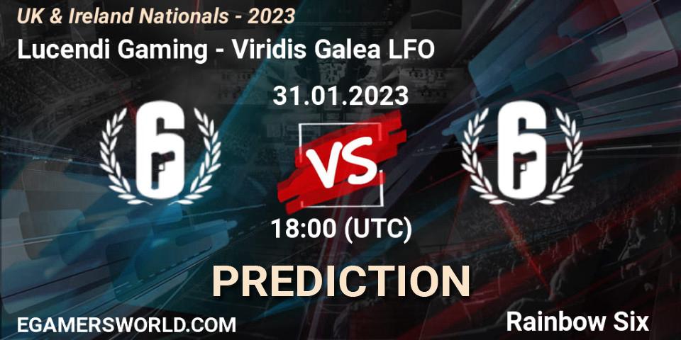 Lucendi Gaming - Viridis Galea LFO: прогноз. 31.01.2023 at 18:00, Rainbow Six, UK & Ireland Nationals - 2023