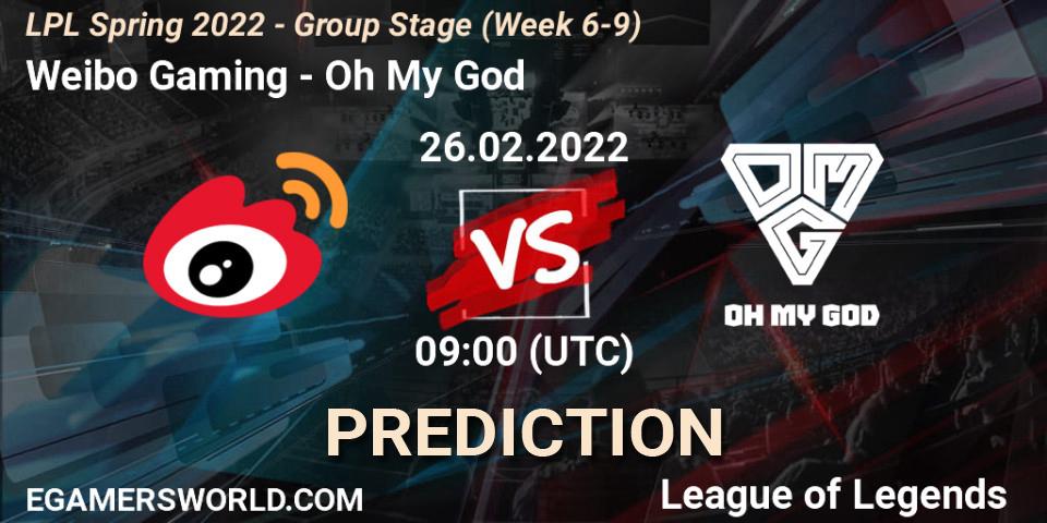 Weibo Gaming - Oh My God: прогноз. 26.02.2022 at 10:00, LoL, LPL Spring 2022 - Group Stage (Week 6-9)