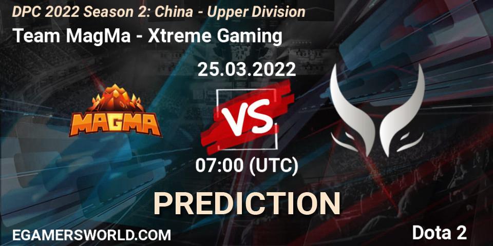 Team MagMa - Xtreme Gaming: прогноз. 25.03.2022 at 07:31, Dota 2, DPC 2021/2022 Tour 2 (Season 2): China Division I (Upper)