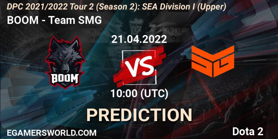 BOOM - Team SMG: прогноз. 21.04.2022 at 10:43, Dota 2, DPC 2021/2022 Tour 2 (Season 2): SEA Division I (Upper)