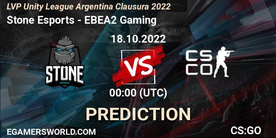 Stone Esports - EBEA2 Gaming: прогноз. 18.10.2022 at 01:00, Counter-Strike (CS2), LVP Unity League Argentina Clausura 2022