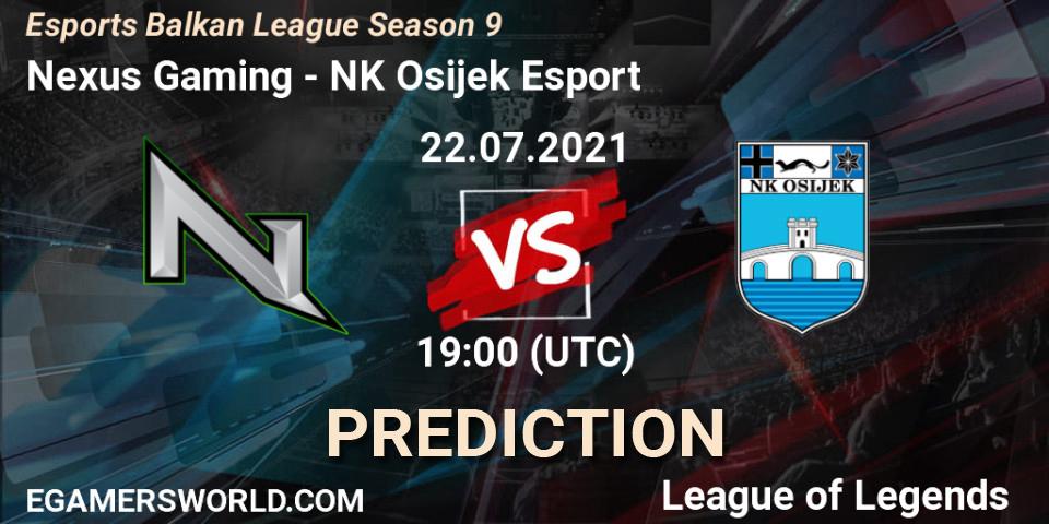 Nexus Gaming - NK Osijek Esport: прогноз. 22.07.2021 at 19:00, LoL, Esports Balkan League Season 9