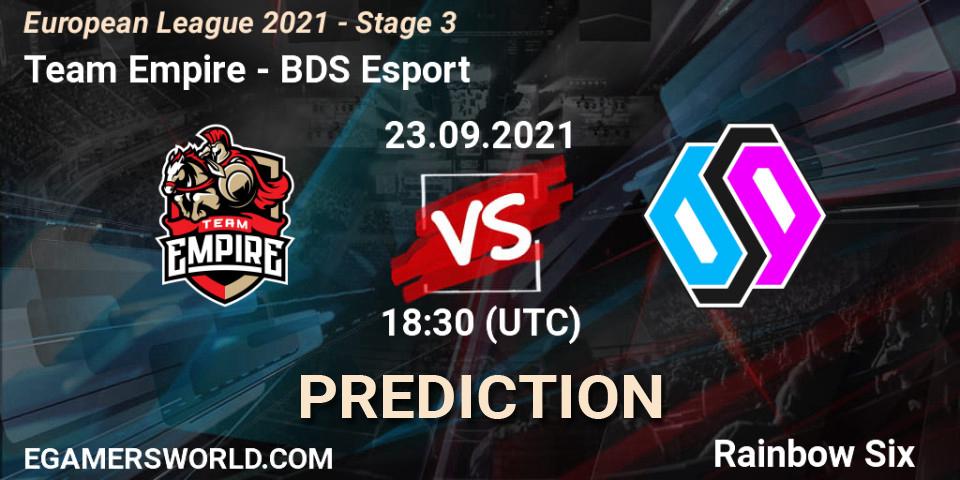 Team Empire - BDS Esport: прогноз. 23.09.21, Rainbow Six, European League 2021 - Stage 3