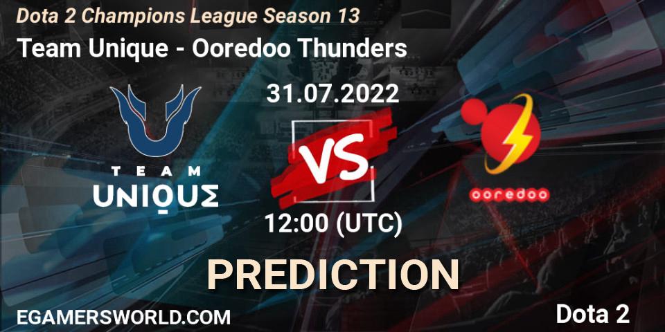 Team Unique - Ooredoo Thunders: прогноз. 31.07.22, Dota 2, Dota 2 Champions League Season 13