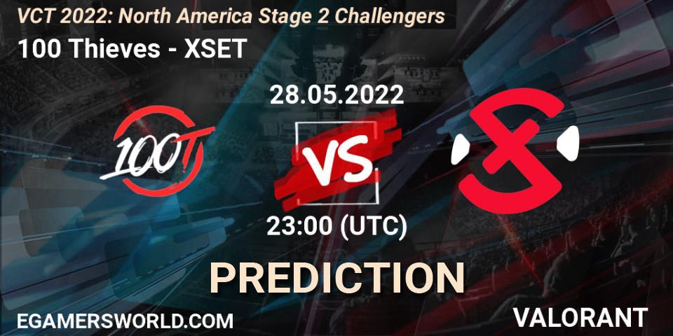 100 Thieves - XSET: прогноз. 28.05.2022 at 22:20, VALORANT, VCT 2022: North America Stage 2 Challengers
