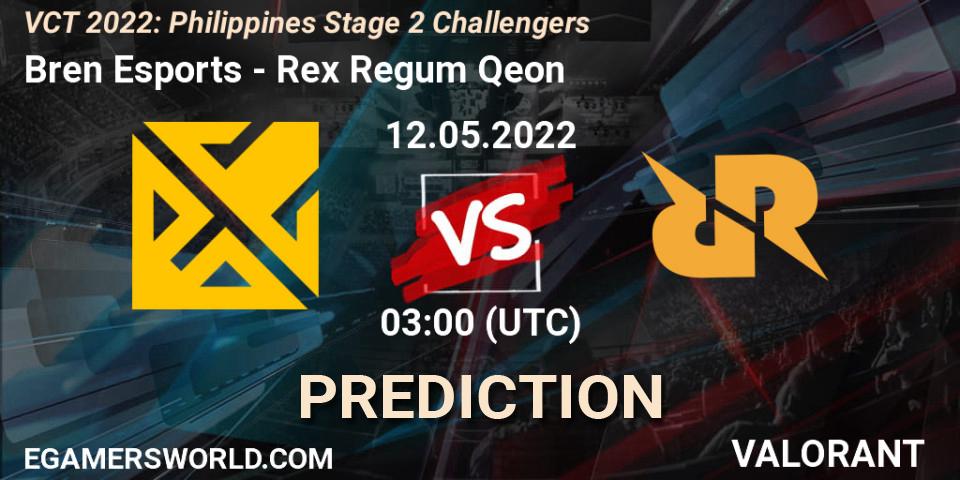 Bren Esports - Rex Regum Qeon: прогноз. 12.05.2022 at 03:00, VALORANT, VCT 2022: Philippines Stage 2 Challengers