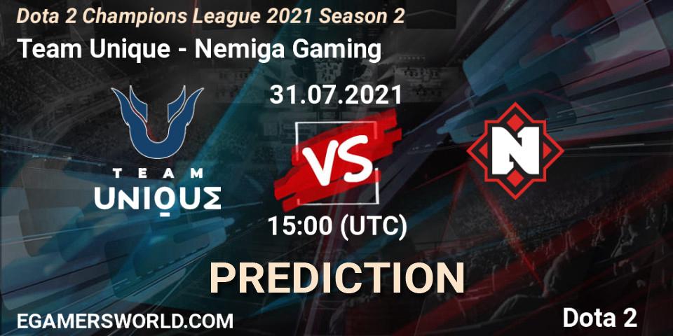 Team Unique - Nemiga Gaming: прогноз. 01.08.2021 at 12:00, Dota 2, Dota 2 Champions League 2021 Season 2