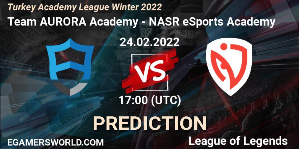 Team AURORA Academy - NASR eSports Academy: прогноз. 24.02.2022 at 17:00, LoL, Turkey Academy League Winter 2022