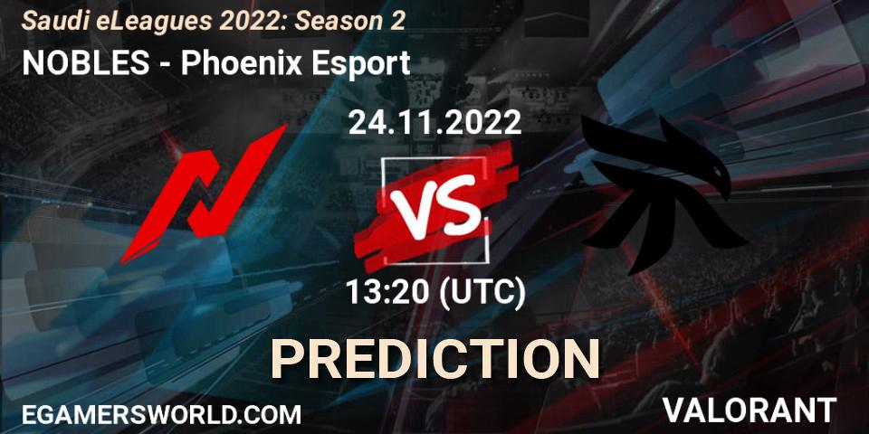 NOBLES - Phoenix Esport: прогноз. 24.11.2022 at 13:20, VALORANT, Saudi eLeagues 2022: Season 2