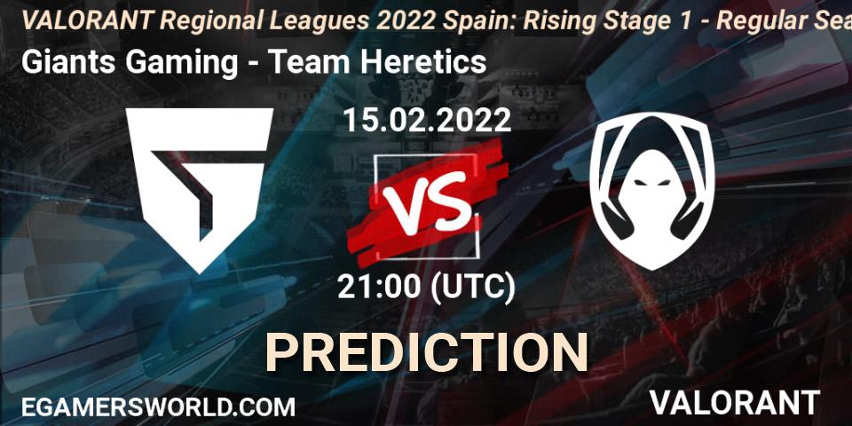 Giants Gaming - Team Heretics: прогноз. 15.02.22, VALORANT, VALORANT Regional Leagues 2022 Spain: Rising Stage 1 - Regular Season