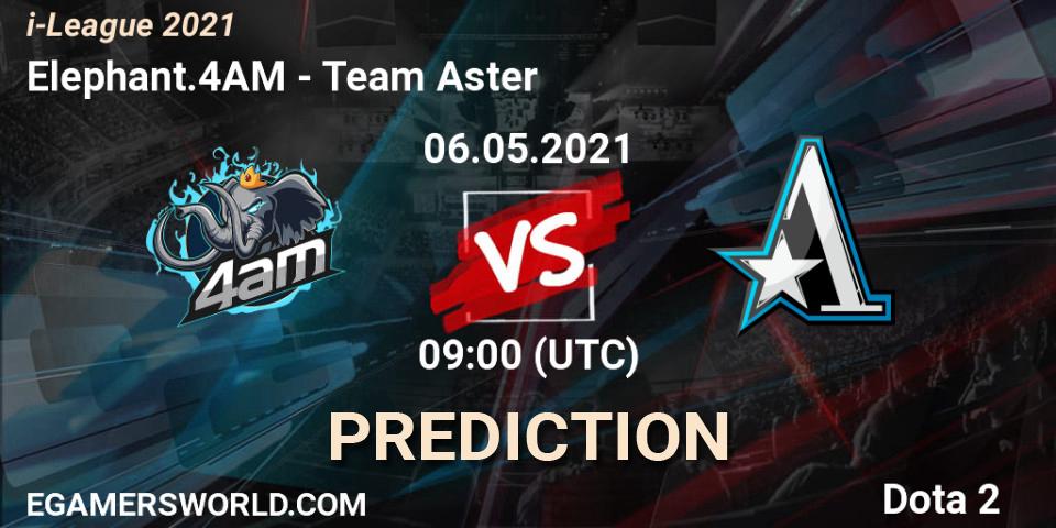 Elephant.4AM - Team Aster: прогноз. 06.05.2021 at 09:10, Dota 2, i-League 2021 Season 1