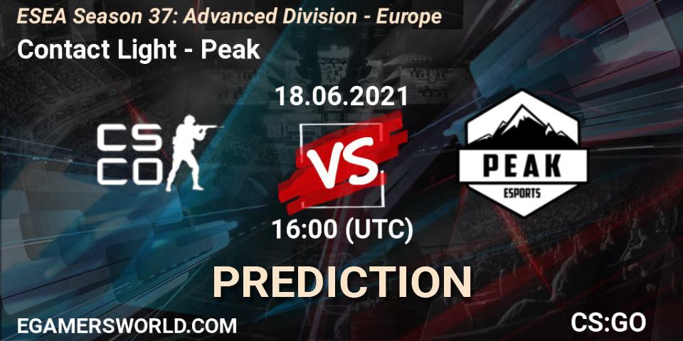 Contact Light - Peak: прогноз. 18.06.2021 at 16:00, Counter-Strike (CS2), ESEA Season 37: Advanced Division - Europe