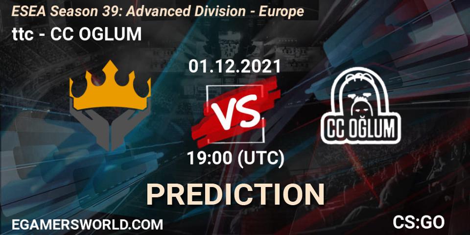 ttc - CC OGLUM: прогноз. 01.12.2021 at 19:00, Counter-Strike (CS2), ESEA Season 39: Advanced Division - Europe