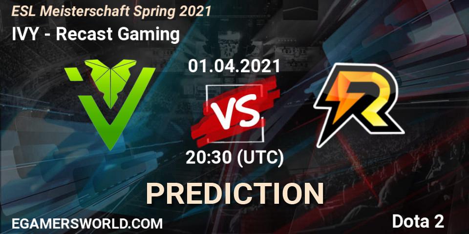 IVY - Recast Gaming: прогноз. 01.04.2021 at 20:30, Dota 2, ESL Meisterschaft Spring 2021