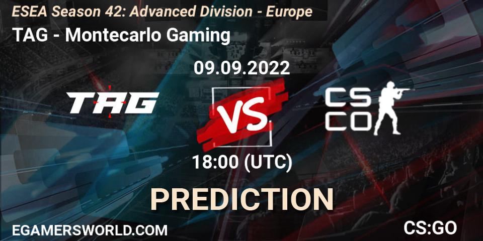 TAG - Montecarlo Gaming: прогноз. 09.09.2022 at 18:00, Counter-Strike (CS2), ESEA Season 42: Advanced Division - Europe