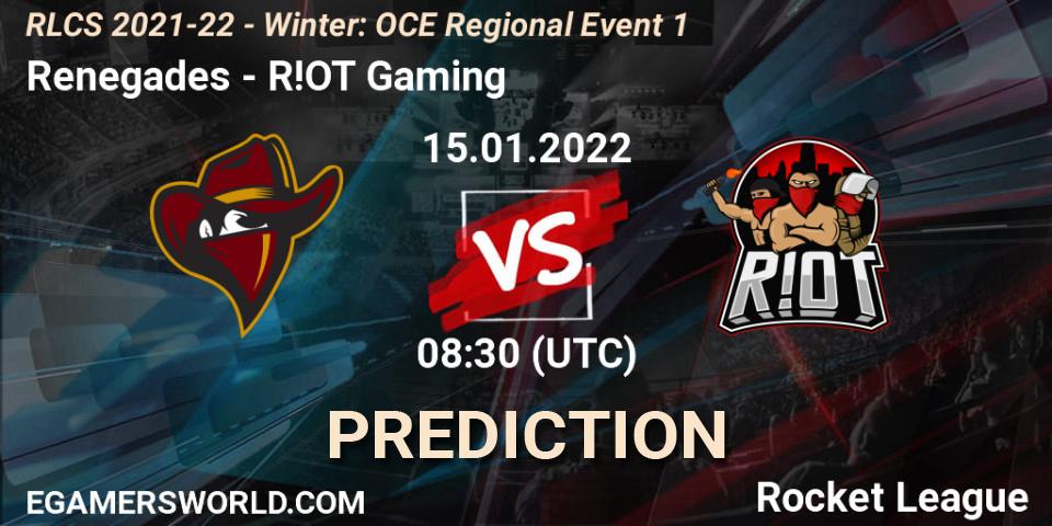 Renegades - R!OT Gaming: прогноз. 15.01.22, Rocket League, RLCS 2021-22 - Winter: OCE Regional Event 1