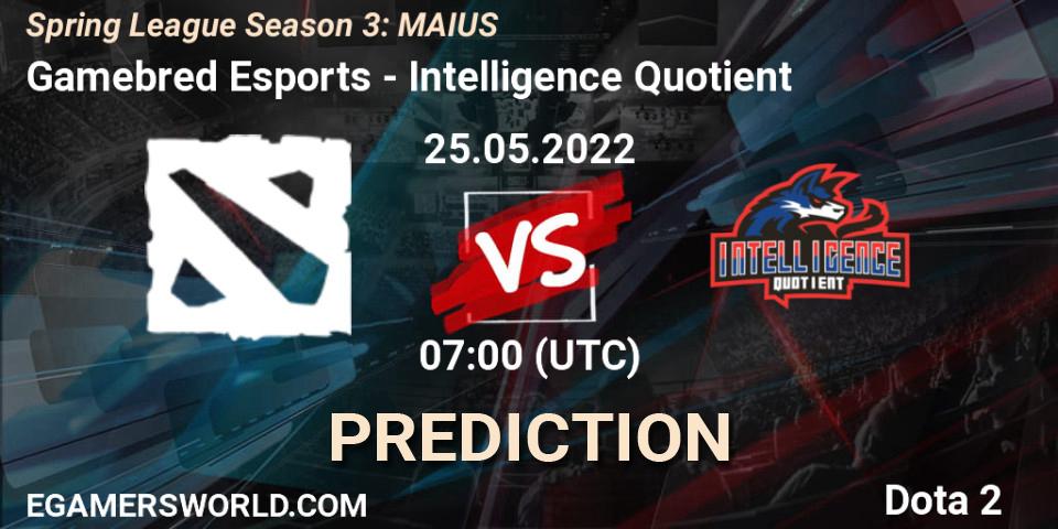 Gamebred Esports - Intelligence Quotient: прогноз. 25.05.2022 at 07:07, Dota 2, Spring League Season 3: MAIUS