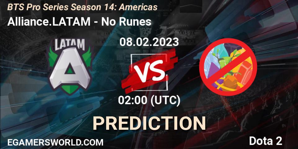 Alliance.LATAM - No Runes: прогноз. 10.02.23, Dota 2, BTS Pro Series Season 14: Americas