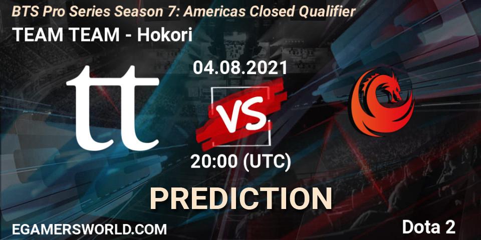 TEAM TEAM - Hokori: прогноз. 04.08.2021 at 20:00, Dota 2, BTS Pro Series Season 7: Americas Closed Qualifier