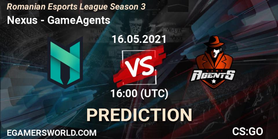 Nexus - GameAgents: прогноз. 16.05.2021 at 16:00, Counter-Strike (CS2), Romanian Esports League Season 3