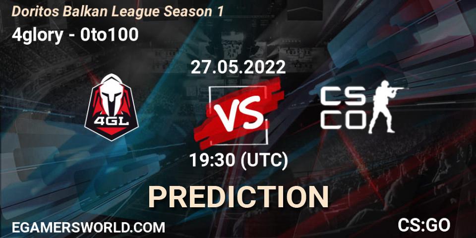 4glory - 0to100: прогноз. 27.05.2022 at 20:00, Counter-Strike (CS2), Doritos Balkan League Season 1