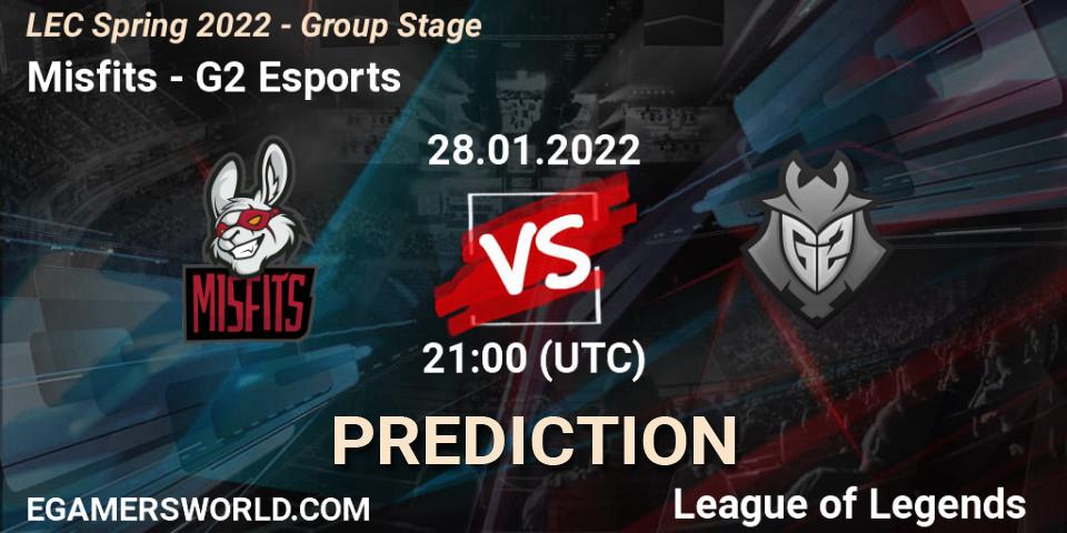 Misfits - G2 Esports: прогноз. 28.01.2022 at 21:00, LoL, LEC Spring 2022 - Group Stage