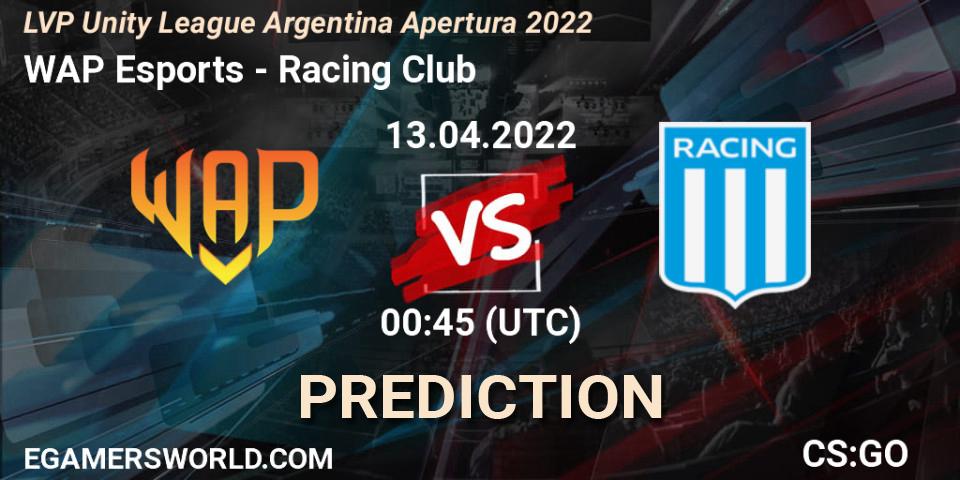 WAP Esports - Racing Club: прогноз. 13.04.2022 at 00:45, Counter-Strike (CS2), LVP Unity League Argentina Apertura 2022