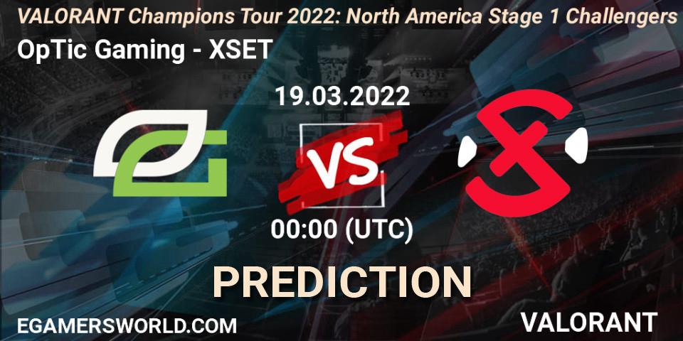 OpTic Gaming - XSET: прогноз. 17.03.22, VALORANT, VCT 2022: North America Stage 1 Challengers
