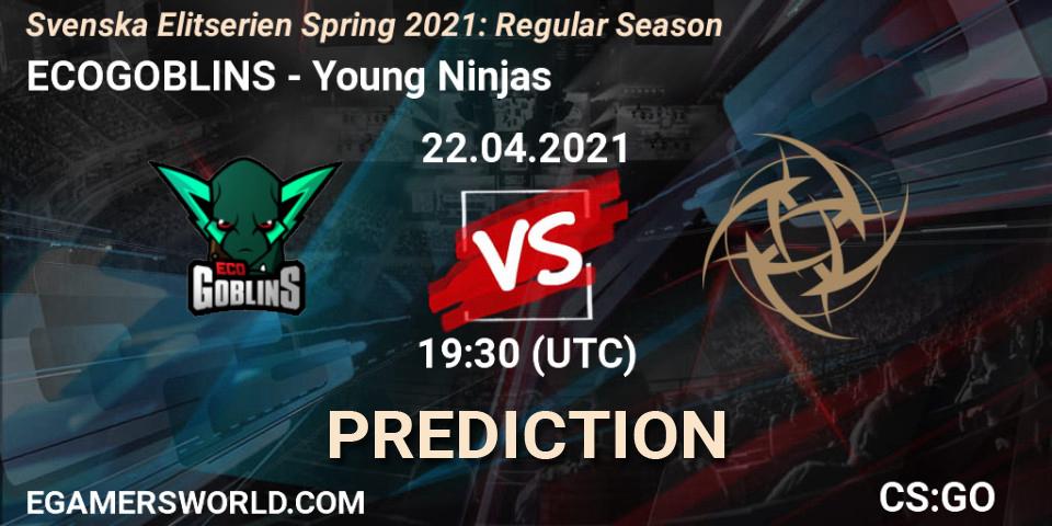 ECOGOBLINS - Young Ninjas: прогноз. 22.04.2021 at 19:30, Counter-Strike (CS2), Svenska Elitserien Spring 2021: Regular Season