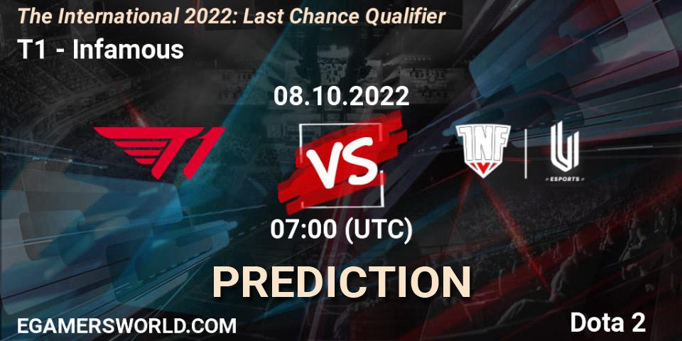T1 - Infamous: прогноз. 08.10.22, Dota 2, The International 2022: Last Chance Qualifier