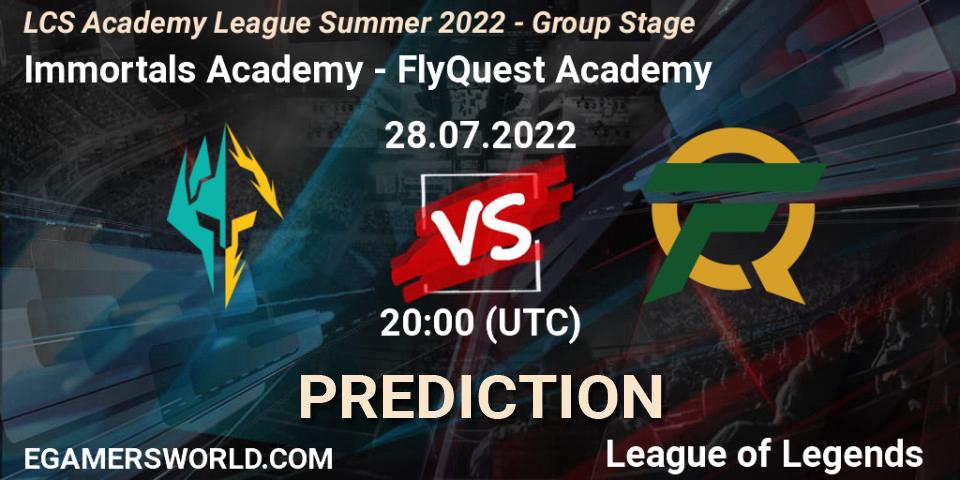 Immortals Academy - FlyQuest Academy: прогноз. 28.07.2022 at 20:00, LoL, LCS Academy League Summer 2022 - Group Stage