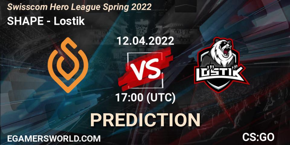 SHAPE - Lostik: прогноз. 12.04.2022 at 17:00, Counter-Strike (CS2), Swisscom Hero League Season 1